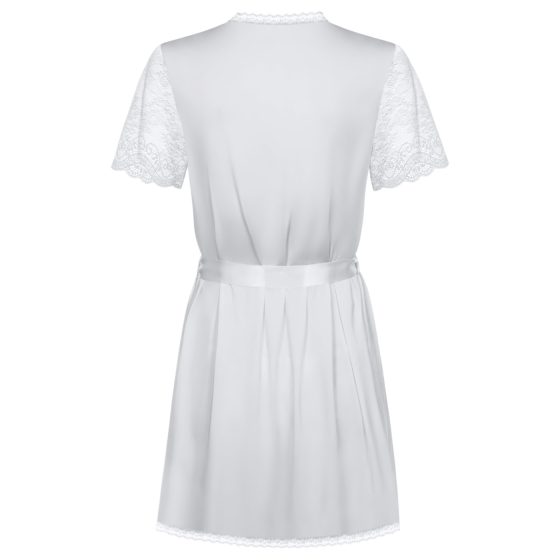/ Obsessive Miamor Robe - csipkés ujjú köntös tangával (fehér)