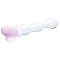 GLAS - szíves üveg dildó (átlátszó)