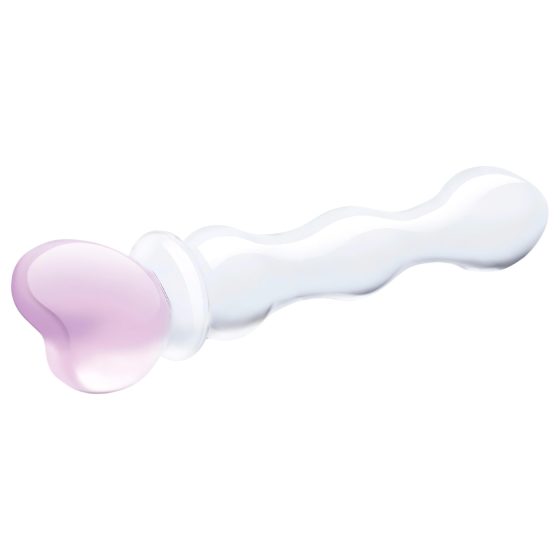 GLAS - szíves üveg dildó (átlátszó)